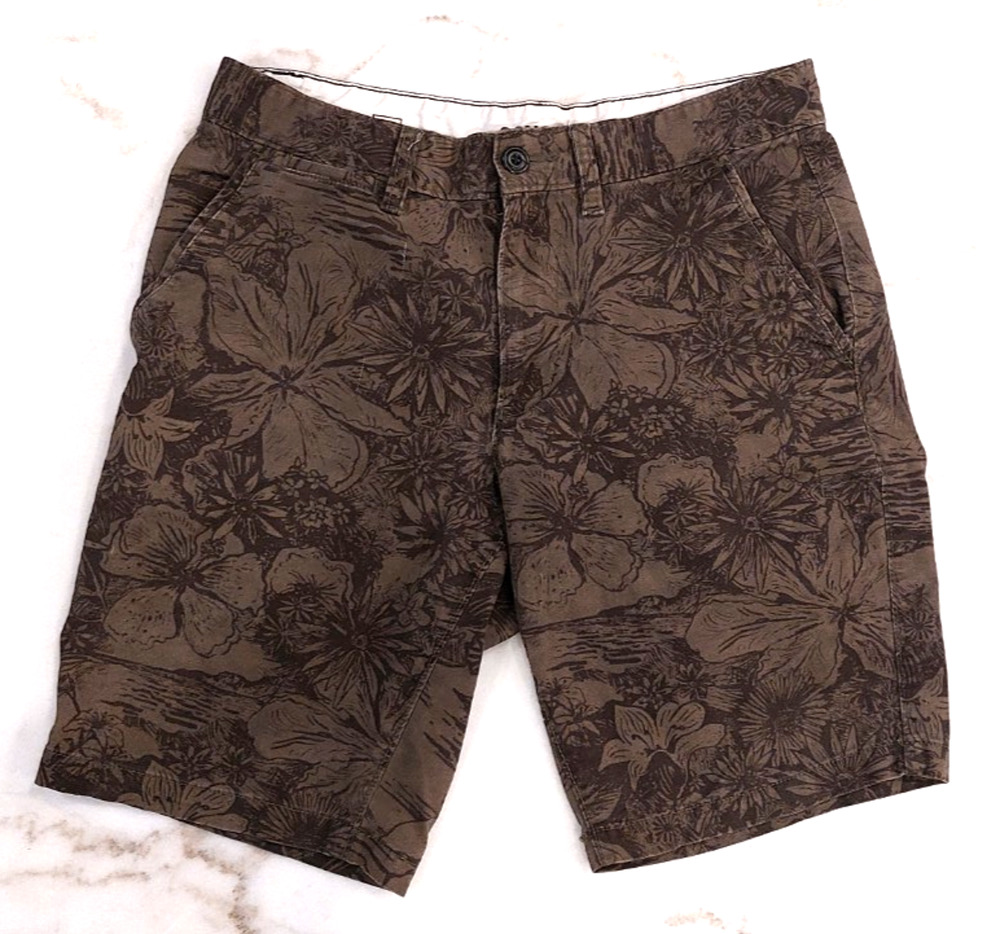 SONOMA Men's Flexwear Shorts 30W Green Black Floral Flex Stretch Lightweight
